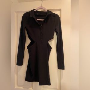 Urban Outfitters Gwen Cut Out Collared Button Up Black Mini Dress